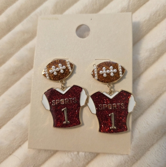 unbranded Jewelry - Football Jersey Earrings with Glitter Accents-NWT
